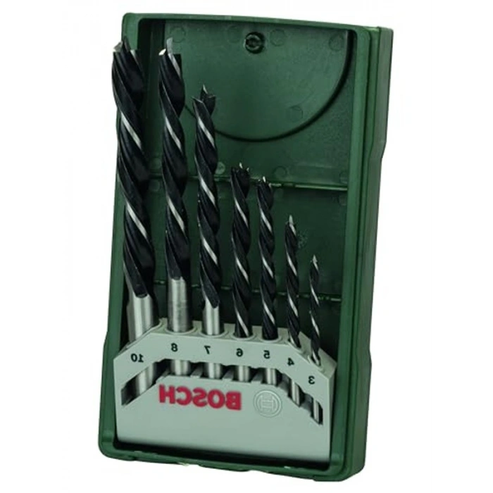 Yeşil Renk Ahşap Matkap Uç Seti, 7 Adet Profesyonel Aksesuar