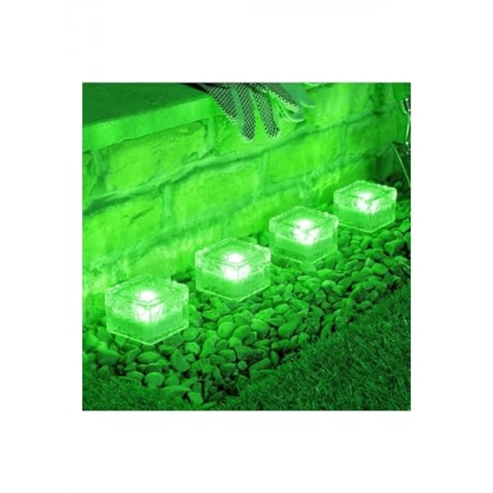 Yeşil Renk Güneş Enerjili LED Bahçe Aydınlatma, Tuğla Görünümlü