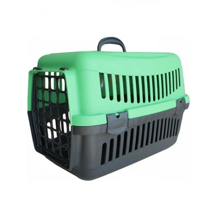 Yeşil renkli kedi ve köpek taşıma kabı, pratik tasarım