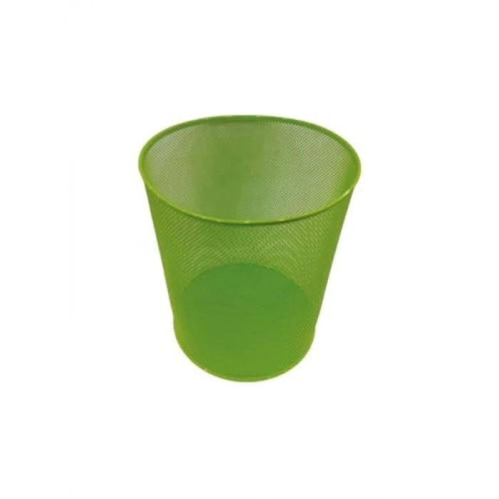 Yeşil Renkli Tam Delikli Metal Çöp Kovası