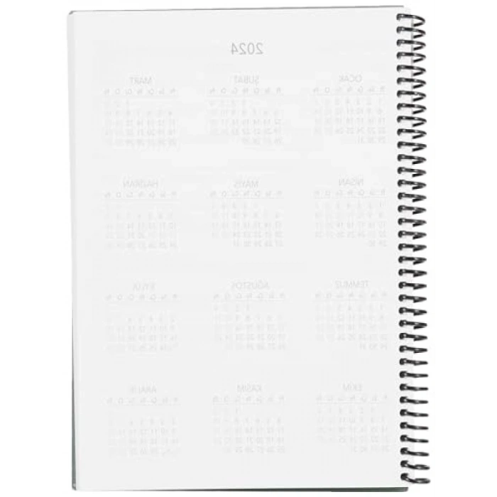 Yeşil Spiralli Haftalık Ajanda - 17x24 cm