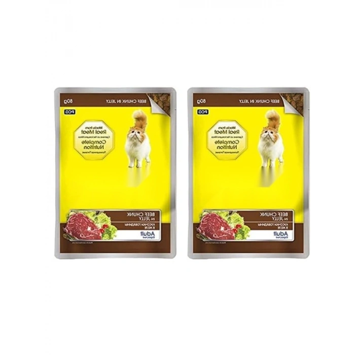 Yetişkin Kediler İçin Jöle İçerisinde Biftekli Konserve, 80 Gr 2li Paket