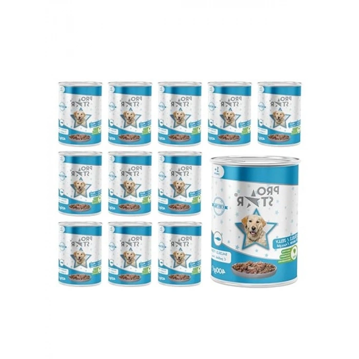 Yetişkin Köpek için Balıklı ve Jöleli Konserve Mama, 400 Gr x 12 Adet