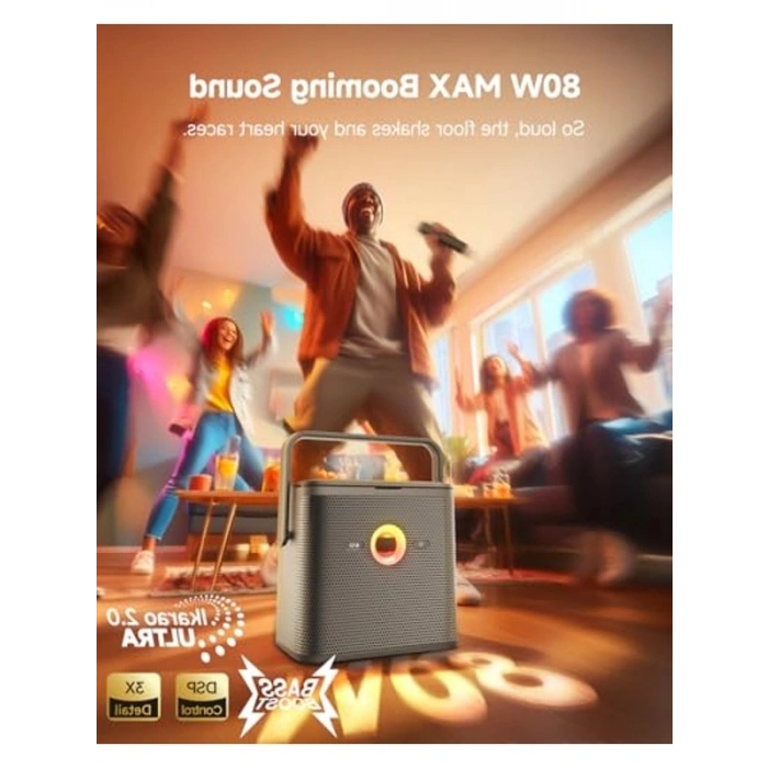 Yetişkinler için Karaoke Sistemi, 2 Kablosuz Mikrofonlu