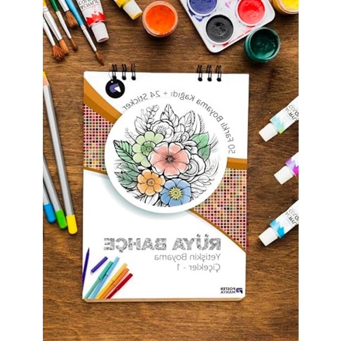 Yetişkinler için Mandala Boyama Kitabı, Renkli Çiçekler