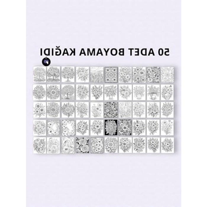 Yetişkinler için Mandala Boyama Kitabı, Renkli Çiçekler