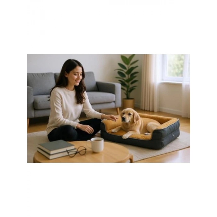 Yıkanabilir Fermuarlı Köpek Yatağı, Sungerli Alezli