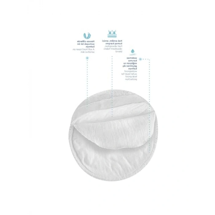 Yıkanabilir Pamuklu Göğüs Pedi - 6 Adet