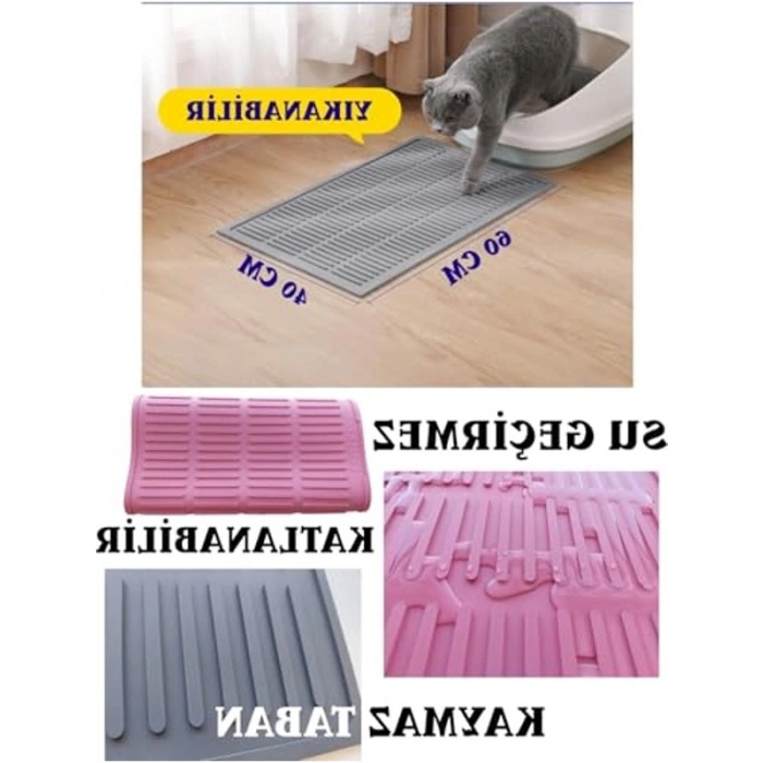 Yıkanabilir Silikon Kedi Kumu Matı  Havuzlu