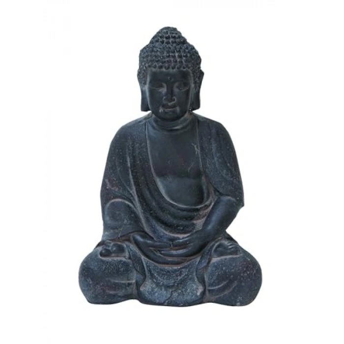 Yıkanmış Siyah Kil Buda Heykeli, 20 cm
