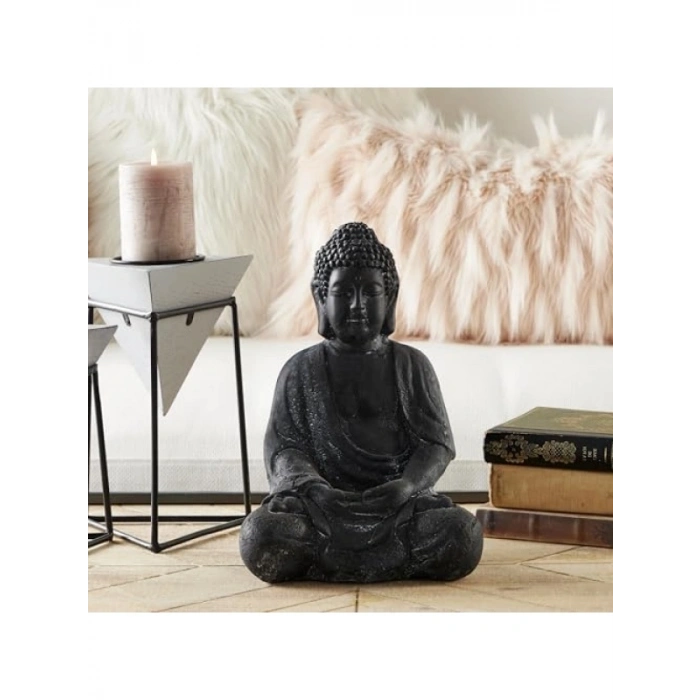 Yıkanmış Siyah Kil Buda Heykeli, 20 cm