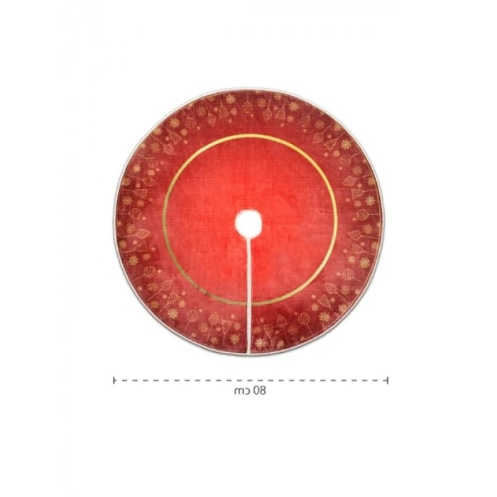 Yılbaşı Ağacı Halısı, 80x80 cm, Bordo Kadife Tasarım