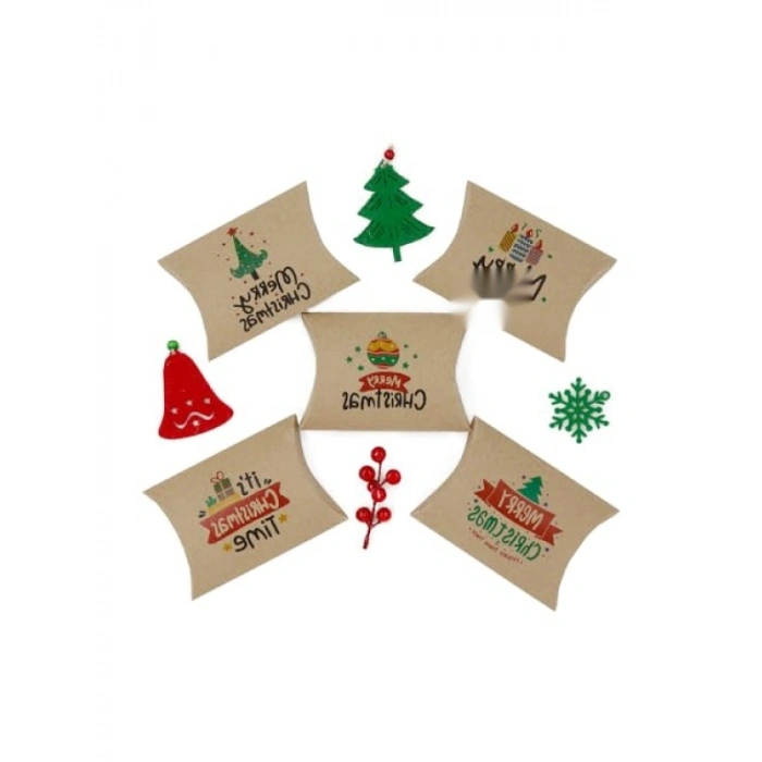 Yılbaşı Temalı 11x15 cm Yastık Hediye Kutusu Seti (5li)