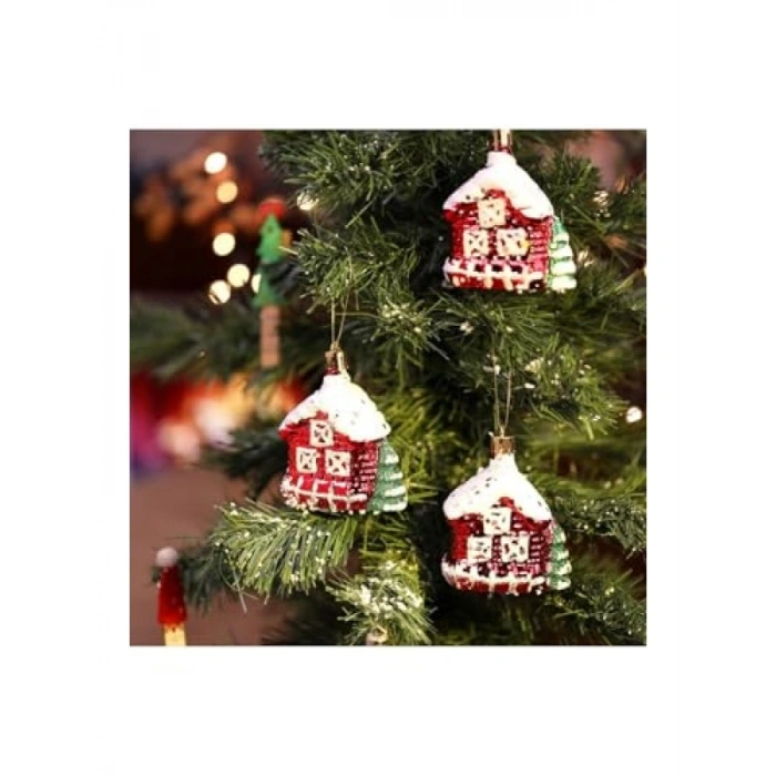 Yılbaşı Temalı 3 Adet Dağ Evi Süsü