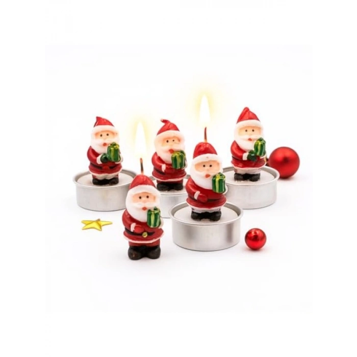Yılbaşı Temalı 4’lü Noel Baba Figürlü Mum Seti