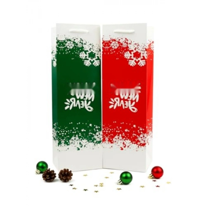 Yılbaşı Temalı Karton Çanta Seti, 12x38 cm, 2li