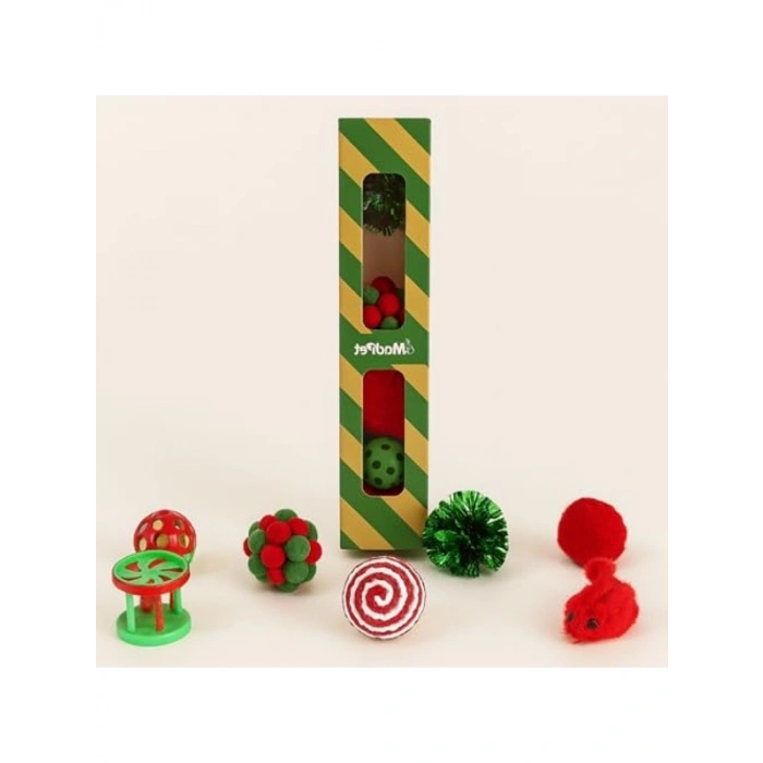 Yılbaşı Temalı Kedi Oyuncak Seti 7 Parça Eğlenceli Oyunlar