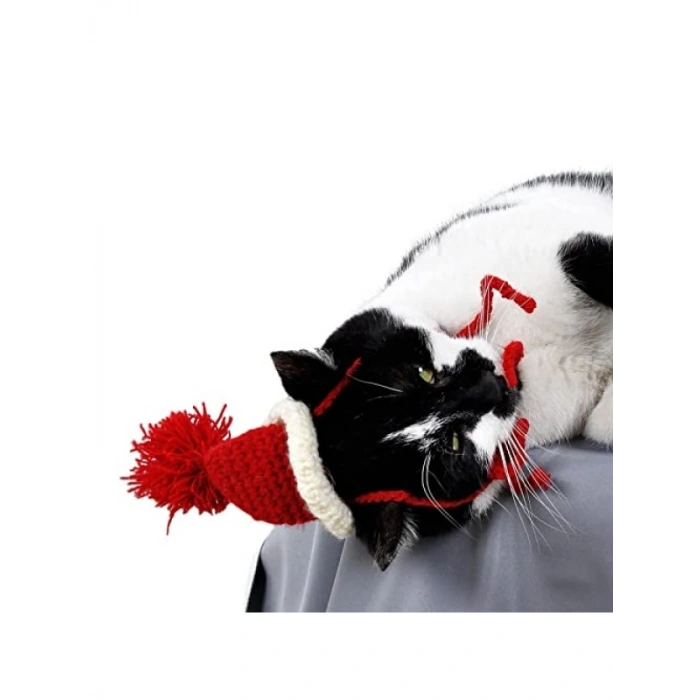 Yılbaşı Temalı Örme Kedi Şapkası - Üniseks