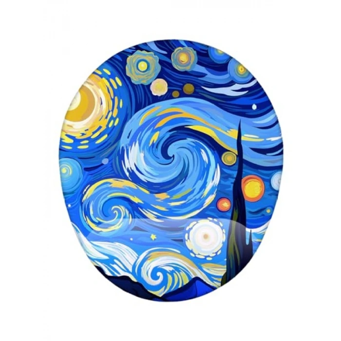 Yıldızlı Gece İllüstrasyonlu Bilek Destekli Mouse Pad