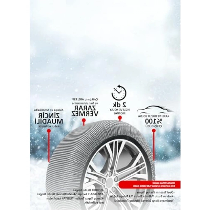 Yırtılmaya Karşı Dirençli Oto Lastik Kar Çorabı (M)
