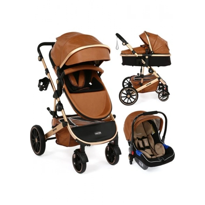 Yoyko Capsule Egg Travel Sistem Bebek Arabası Kahve Rose