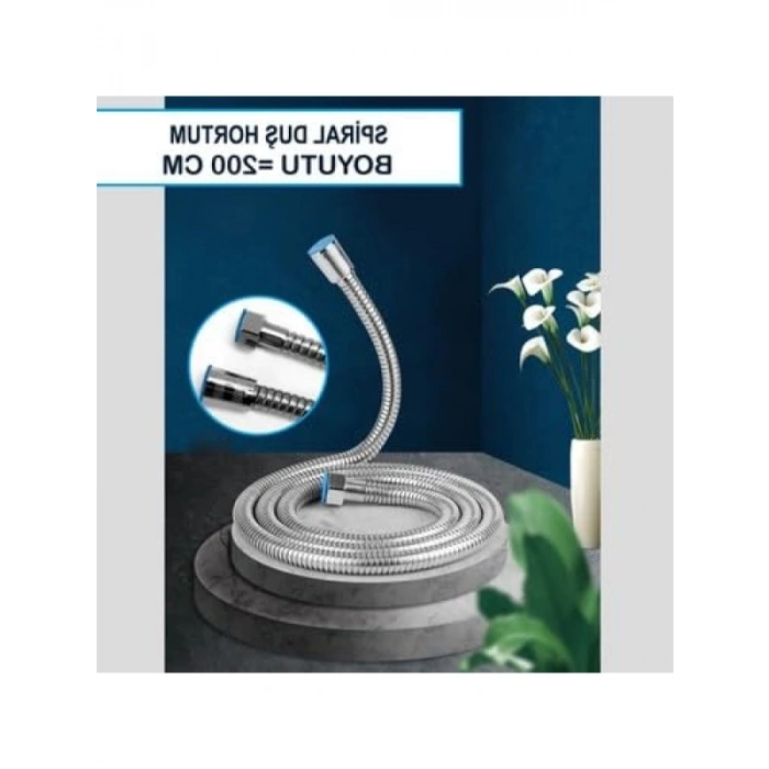 Yüksek Basınçlı Ekstra Uzun Duş Hortumu - 2 Metre, Patlamaya Dayanıklı EPDM