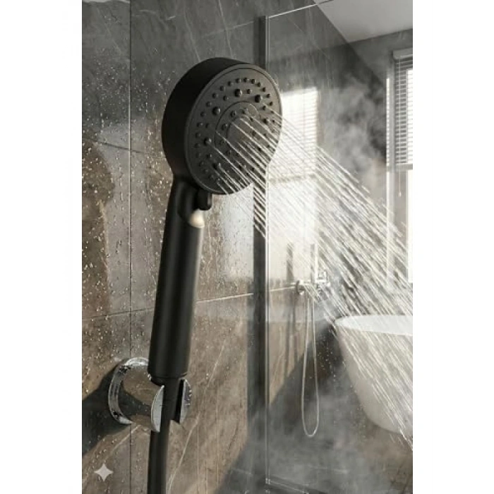 Yüksek Basınçlı Siyah Duş Başlığı – Su Tasarruflu ve Kolay Montajlı Banyo Aksesuarı