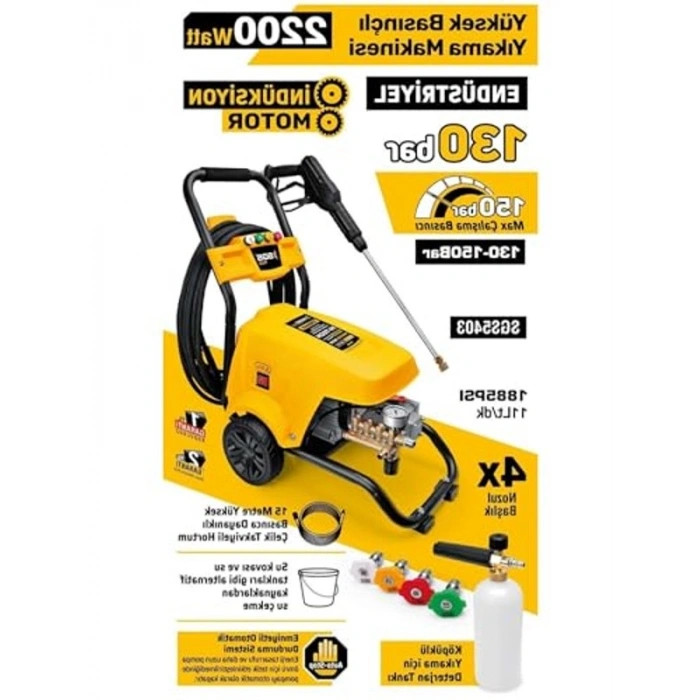 Yüksek Basınçlı Yıkama Makinesi, 2200W Güç, 130 Bar Basınç