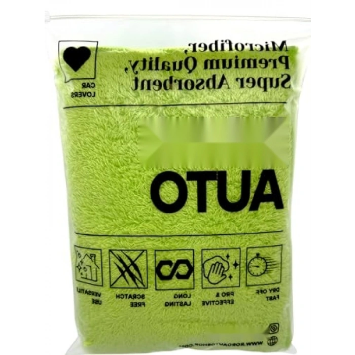 Yüksek GSMli Yeşil Mikrofiber Araç Cila Bezi - 50x70 cm