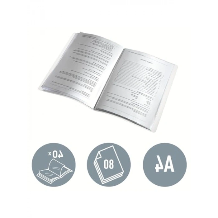Yüksek Kaliteli A4 Ekran Kitabı, 40 Kollu, Buz Mavisi
