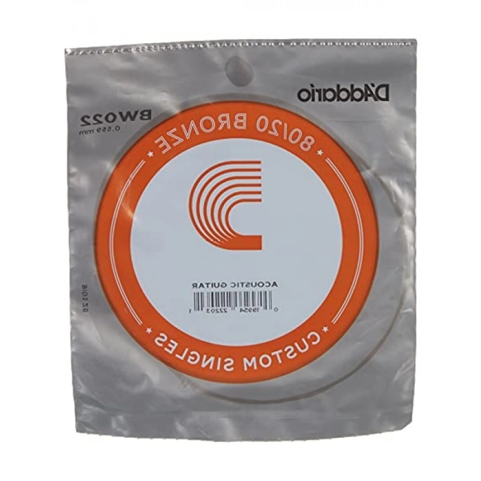 Yüksek Kaliteli Akustik Tek Tel, 80/20 Bronze Wound (Kalınlık: 022, 5li Paket)