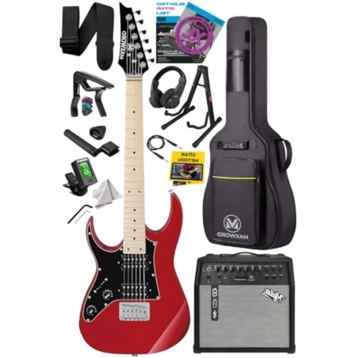 Yüksek Kaliteli Amfili Elektro Gitar Seti - 50W Maple Klavye