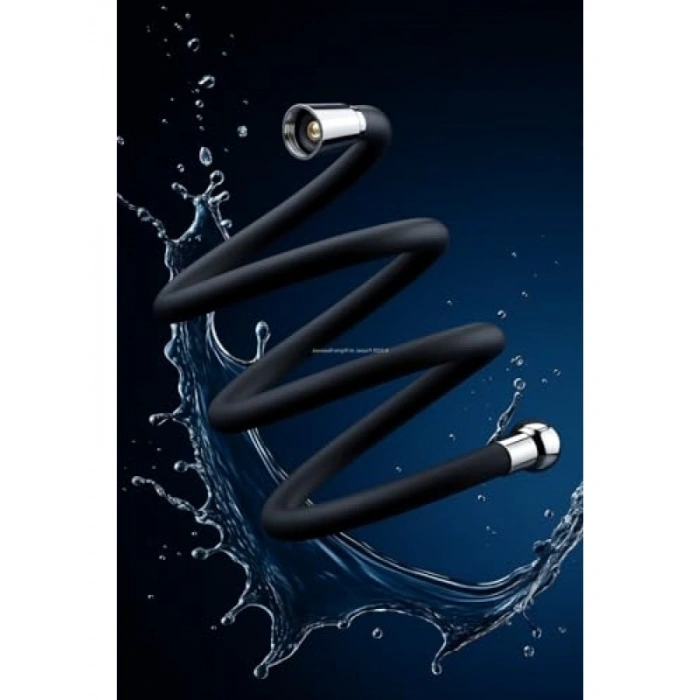 Yüksek Kaliteli Esnek Silikon Duş Hortumu - 150 cm - Siyah