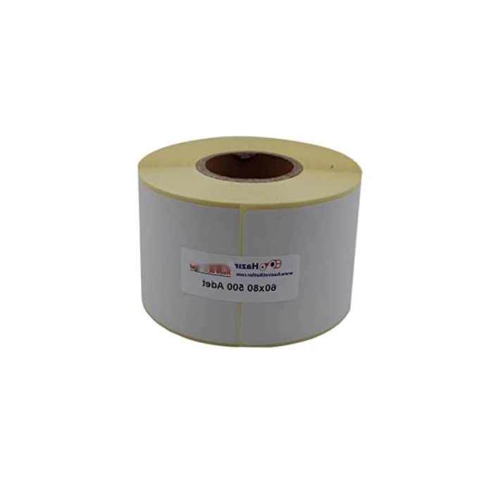 Yüksek Kaliteli Kuşe Etiket 60mm x 80mm, Ruloda 500 Adet