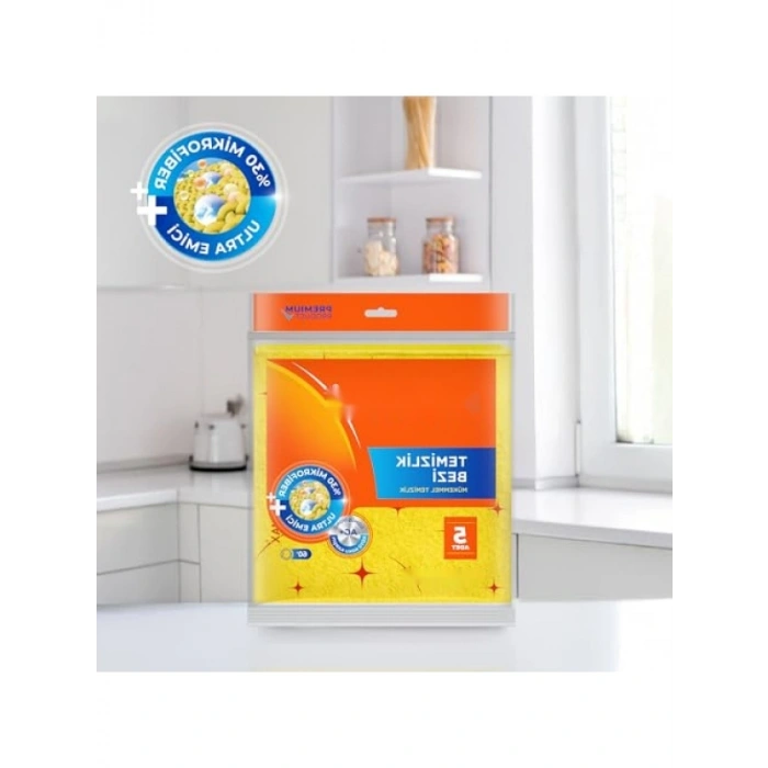 Yüksek Kaliteli Mikrofiber Temizlik Bezi, 5li Paket