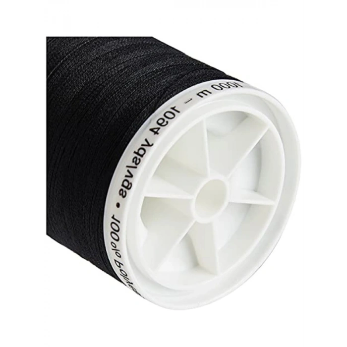 Yüksek Kaliteli Polyester Nakhış İpi - Siyah, 1000 m