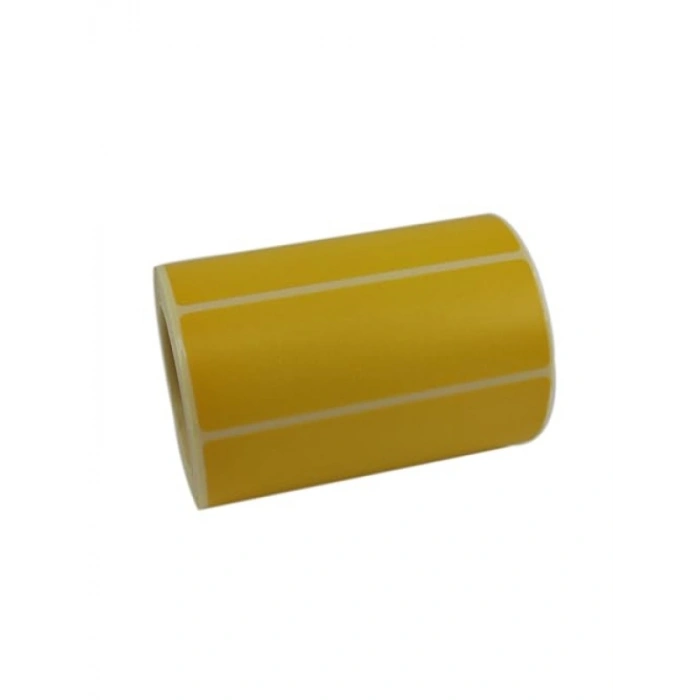 Yüksek Kaliteli Sarı Kuşe Etiket 100mm x 30mm Ruloda 500 Adet