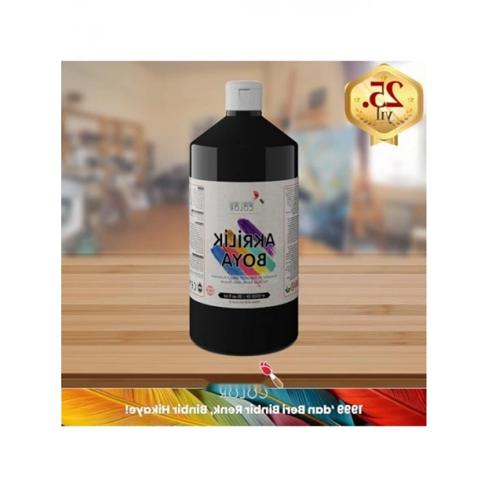 Yüksek Kaliteli Siyah Akrilik Boya - 1000gr
