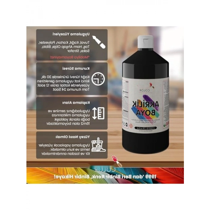 Yüksek Kaliteli Siyah Akrilik Boya - 1000gr