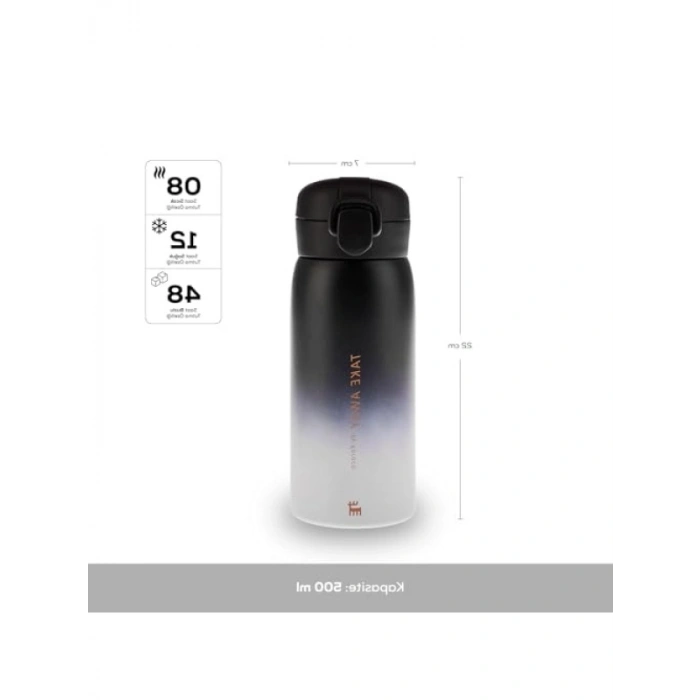 Yüksek Kapasiteli Sızdırmaz Termos - 500 Ml, Siyah