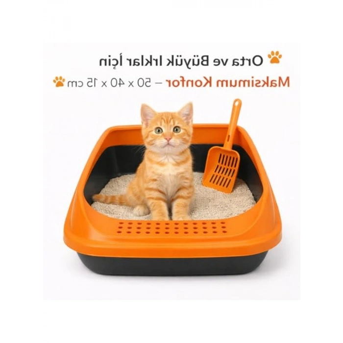 Yüksek Kenarlı Kedi Tuvaleti, Kolay Temizleme, Kum Dağılmaz