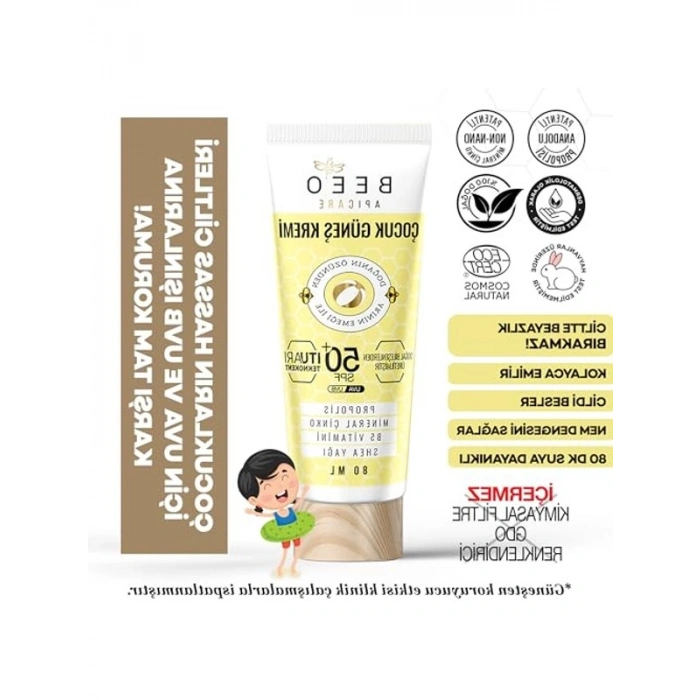 Yüksek Koruma Güneş Kremi, Çocuklar İçin 50+ SPF 80 ml