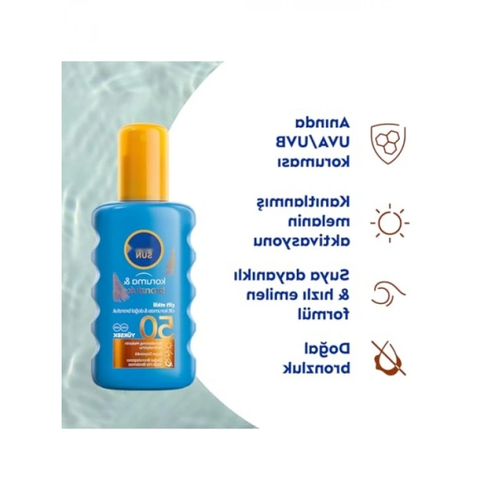 Yüksek Koruyucu SPF50 Bronzluk Vücut Güneş Spreyi 200ml