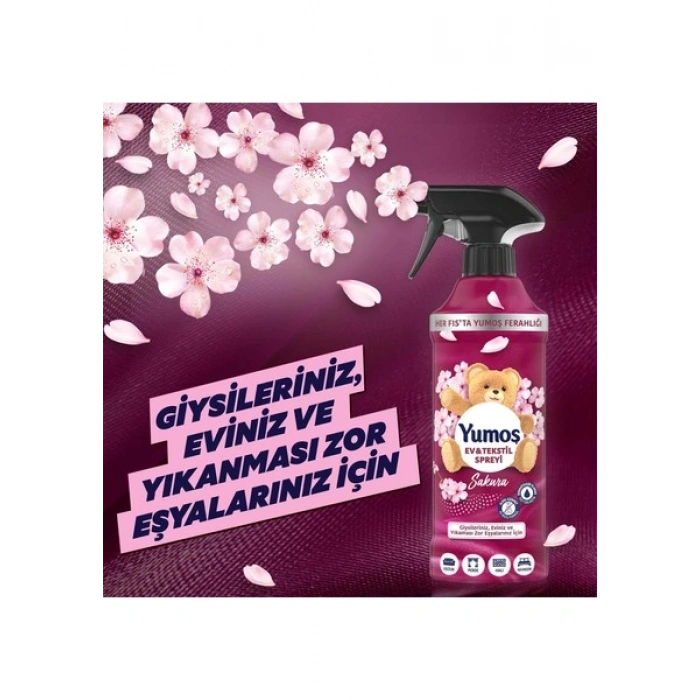 Yumoş Ev ve Tekstil Spreyi Sakura Yıkanması Zor Eşyalar İçin 450 ml