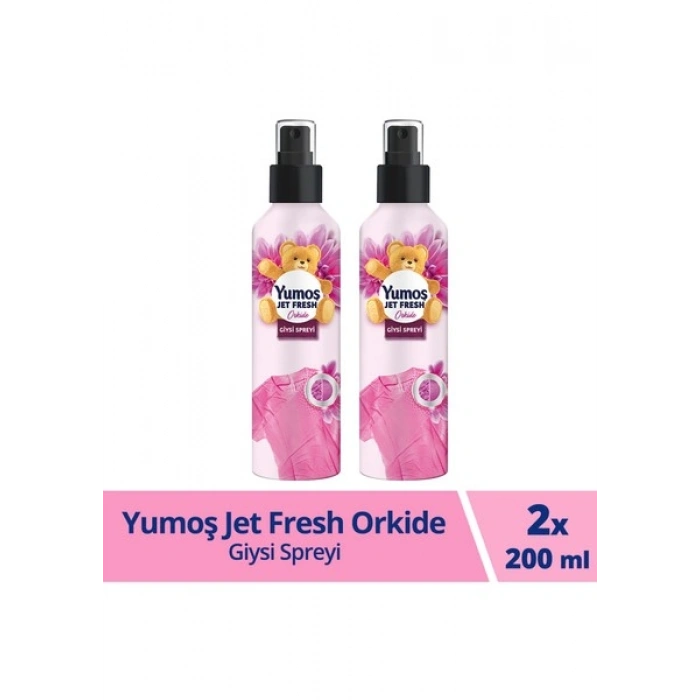 Yumoş Jet Fresh Giysi Spreyi Yıkamadan Ferah Koku ve Ütü Etkisi Orkide 200 ml x2