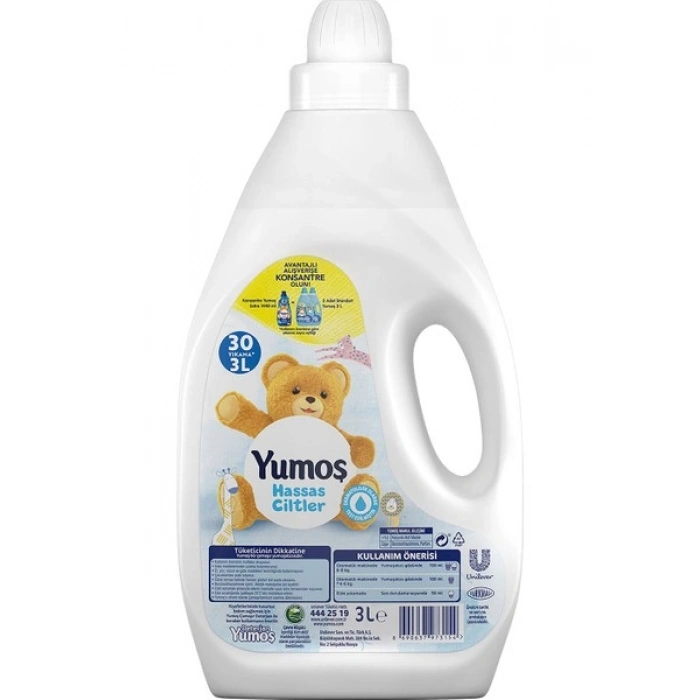 Yumoş Yumuşatıcı Hassas Ciltler İçin 3000 ml