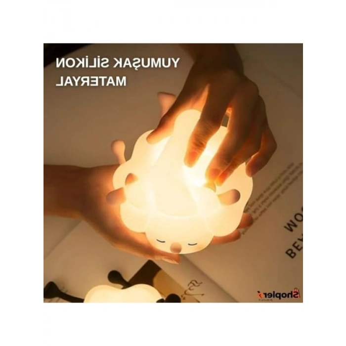 Yumuşak Işıltılı Silikon Gece Lambası, 3 Seviyeli Parlaklık Ayarı