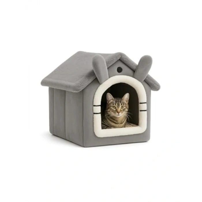 Yumuşak Kedi Yatağı - Derin Uyku Evi, Gri