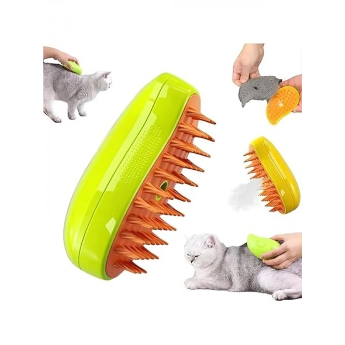 Yumuşak Silikon Başlıklı Buharlı Kedi ve Köpek Tarağı