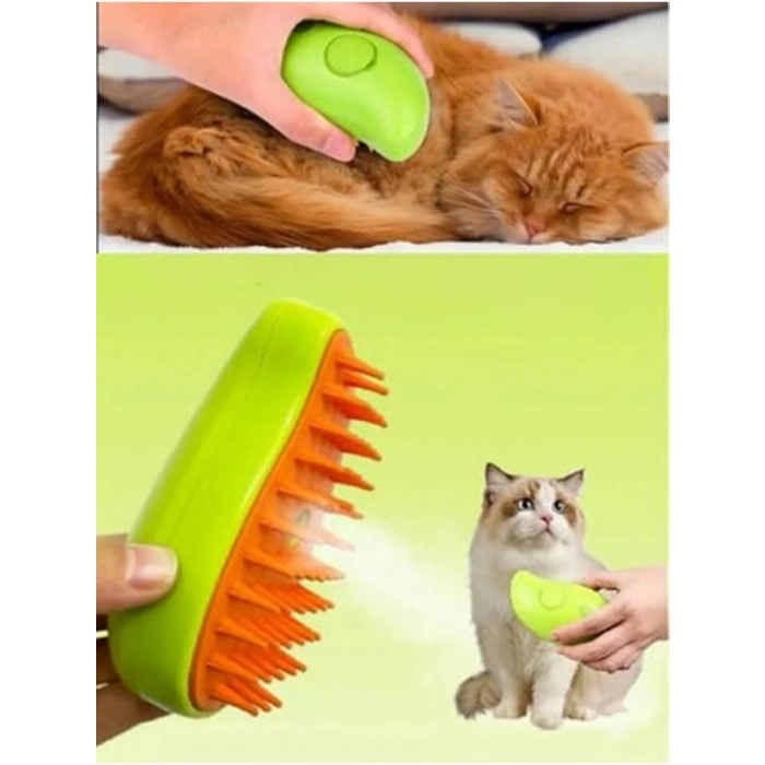 Yumuşak Silikon Başlıklı Buharlı Kedi ve Köpek Tarağı